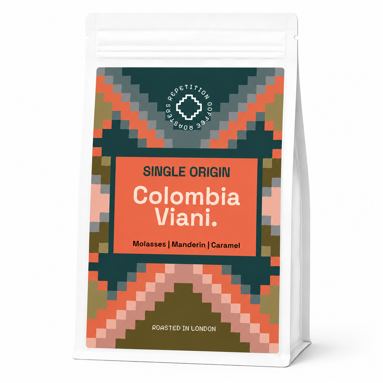 Bag of Colombia Viani single origin coffee beans by Repetition, roasted in London