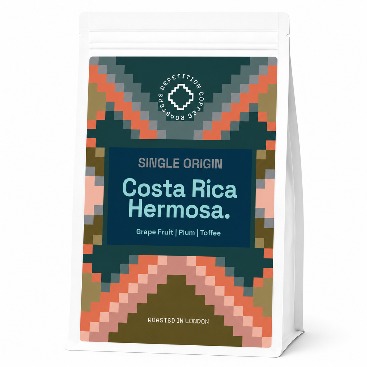 Bag of Costa Rica Hermosa single origin coffee beans by Repetition, roasted in London
