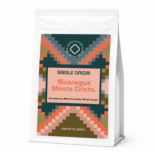 Bag of Nicaragua Monte Cristo single origin coffee beans by Repetition, roasted in London